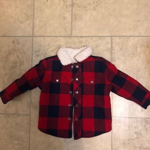 Gap plaid fluffy fleece coat